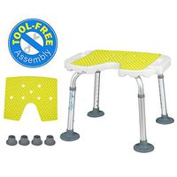 YSYD Bath Shower Seat Adjustable Height Spa Shower Chair U Shape Bath Bench Stool with Cushion, Large Non-Slip Feet White Shower Stool Lightweight Bathtub Chair for Elderly Senior Handicap Disabled