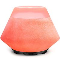 ASAKUKI 3D Glass Essential Oil Diffuser, 200ml Himalayan Salt Diffuser with Soothing 7 LED Nightlight, Natural Resin Crystal Aroma Diffuser with Whisper Quiet Operation and Waterless Auto-Off