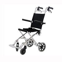 QIDI Wheelchair Folding Lightweight Boarding Available Solid Tire Safety Brake Armrests Transport Portable Aluminum Alloy Elder (Color : Black)