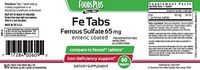 Foods Plus FE Tabs Ferrous Sulfate for Iron Formula