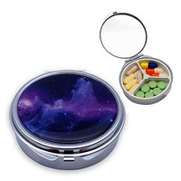 Pill Case Pill Box Decorative Pill Cases with Mirror Travel Medicine Boxes Metal Small Round Container Jewelry Organizer Holder for Purse Pocket (Galaxy)