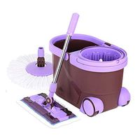 MOP Spinning and Bucket Cleaning Set Pedal Type Dual Drive Detachable Lever Household Head2(1 Flat Head+ 1 Round Head)