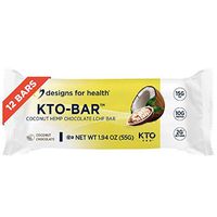 Designs for Health KTO-BAR Keto Protein Bars - High Fat, 2g Net Carbs,10g Vegetarian Protein - Keto Friendly Snacks - Coconut Chocolate - Non-GMO and Gluten Free (12-Pack)