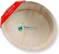 Terra Mirai 12” Palm leaf Round Deep Plates - Ecofriendly Disposable Dinnerware, Party Supplies Ideal for Tailgate Parties, Camping, Family Dinner and Sports Event (20 Pack)