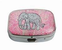 XingBoo Paisley Elephant Custom Square Silver Western Medicine Tablet Pocket Travel Pill Case Vitamin Glass Decorative Box