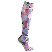 Celeste Stein Women's Mild Compression Knee High Stockings - Purple Floral