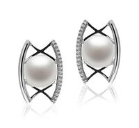 Odelia White 8-9mm AAA Quality Freshwater 925 Sterling Silver Cultured Pearl Earring Pair For Women