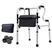 ZHPRZD Disabled Walker Elderly Walker Wheeled Walker S-Type Double Handrail Pulley/No Pulley Lightweight Folding Auxiliary Walker (Color : Pulley)