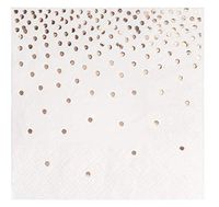 Rose Gold Cocktail Napkins - 100-Pack Disposable Napkins with Rose Gold Foil Polka Dot Confetti, 3-Ply, Wedding Party Supplies, Folded 5 x 5 Inches