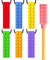 SENSO MINDS Sensory Chewing Necklaces - Silicone Chewies for ADHD, Autism, Biting, Oral Motor Chewy Stick/Tube Toy Jewelry for Boys, Girls, Adults - Upgraded Tougher CHEW (7 Pack)