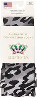 Celeste Stein Therapeutic Compression Socks, Grey Leopard, 8-15 mmHg, Mild