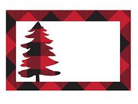 Pack Of 50, red and black Buffalo Plaid Gloss Enclosure Card 3-1/2 x 2-1/4" Made In USA