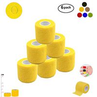 Self Adherent Wrap Tape Medical Cohesive Bandages Flexible Stretch Athletic Strong Elastic First Aid Tape for Sports Sprain Swelling and Soreness on Wrist and Ankle 6 Pack 2Inch X 5Yards(Yellow)
