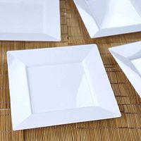 Tableclothsfactory 50 Pcs - White 8" Square Disposable Plastic Plate