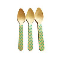 Perfect Stix Polka Dot Spoon 110 36-Mint Printed Wooden Spoons with Mint Polka Dot Pattern, 4.5" (Pack of 36)