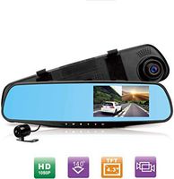 Stella Premier Dash Cam Car Recorder, 4.3 Inch High Definition Mirror Video Screen Monitor, Full HD 1080P Front and Rear Camera Dual Wide Angle Lens with G-Sensor and Night Vision.