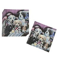 SUSHAFEN 20Pcs/Pack Dog Paper Napkins Cartoon Animal Disposable Party Napkins for Restaurant Coffee Shop Tableware Tissue Decoupage Decoration Kids Birthday Wedding Party Table Decor