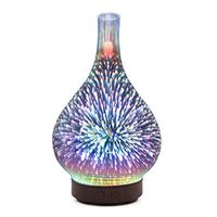 TOMNEW Essential Oil Diffuser Humidifier,100ML Glass Aromatherpy Diffuser for Essential Oils,7-Color LED Lights Changing and Waterless Auto Shut-Off for Home Bedroom Office Spa Yoga (XXJ3D)