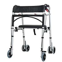 XIHAA Elderly People Walker Height Adjustable Folding with Leather Cushion Aluminum Alloy Pulley Disabled Person Walking Rehabilitation Equipment Bathroom Bath Chair(Dual Wheeled),Fourwheels