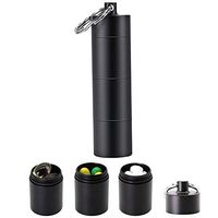 LVYOUIF Portable Pill Case Keychain, 3 Compartment Pure Metal Waterproof Sealed Pill Boxes and Organizer for Purse Outdoor Travel Camping First Aid Daily Pill Bottle Container Black