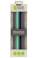 Reduce Reusable Straws Set of 4 - Flexible, Silicone Straws Fit Most 20-50 oz Drink Cups and Tumblers - Cut to Size, BPA-Free, Dishwasher Safe - Ideal Non-Scratch Drinking Straws for Home and Travel