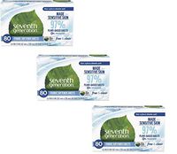 Seventh Generation Fabric Softener Sheets, Free & Clear, 80 Count (Packaging May Vary), Pack 3