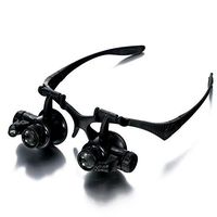 ElectroOptix Hmhope Eyeglasses Head Mounted Magnifying Glasses LED Light Detachable Lenses 10X/15X/20X/25X for Elder Jeweler Watch Repair