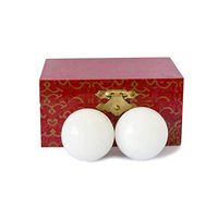 Addune Chinese Health Medicine Marble Baoding Stress Balls White Stone Massage Therapy Hand Exercise Balls Relax Fingers Gift with Box (White, 2'')