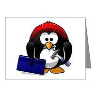 Note Cards (10 Pack) Little Round Penguin - Handy Man Construction Builder