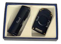 Personalized Visol Pyrgos Cigar Lighter and Cutter Gift Set - Black with Free Laser Engraving