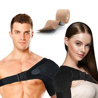 Shoulder Support Brace for Men and Women Rotator Cuff Adjustable Compression Sleeve for Dislocated AC Joint, Arthritis, Tendonitis, Injury Prevention, Fracture with Pressure Pad, Kinesiology Tape
