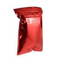 Double Colored Aluminum Foil Heat Seal Zipper Package Bag 100Pcs For Pills Jewelry Packaging Mylar Self Seal Food Storage Bags (Glossy Red, 5.5"x7.9")