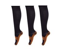 Men & Women Copper Compression Support Socks 20-30 mm Hg (3 Pairs) (S/M, Black)