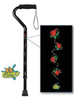 Walking Cane Offset Foam Handle Aluminum Adjustable Cool Roses with Barbed Wire Design Men or Women