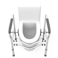 XH Stand Alone Toilet Safety Rail - Adjustable Bathroom Handrails Grab - Fit Any Toilet - Easy Installation for Handicap Senior Elderly Balance - Padded Hand Armrest