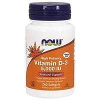 NOW Supplements, Vitamin D-3 5,000 IU, High Potency, Structural Support*, 240 Softgels