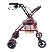 Lockable Brakes Walker Medical Rollator Fold Up and Back Support,Seat with 6 Wheels,for Elderly, Seniors, Handicap, Disabled,Red,Max 150kg(330 lbs)