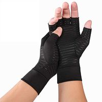 BlueRCKing 1 Pair Anti Arthritis Gloves Fingerless Copper Compression Arthritis Gloves for Women Men Joint Pain Relief (M)