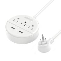 Power Strip with USB, NTONPOWER Travel Power Strip Flat Plug, 3 Outlet 2 USB Desktop Charging Station with 5ft Extension Cord Wall Mount for Cruise Ship, Travel, Home, Nightstand and Office, White