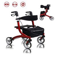 Foldable Lightweight  Travel Walker Shopping Trolley ,Four Wheel Walker Rollator with Fold Up Removable Back Support for Seniors Rollators