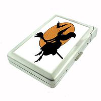 Perfection In Style Metal Cigarette Case with Built in Lighter Vintage Halloween Design 020