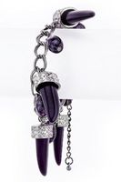 FB-5597 Black Faux Onyx Tusk Charm Hematite Bracelet for Women