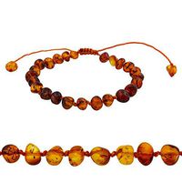 Amberalia Adjustable Knotted Baltic Amber Bracelet, Helps in Pain Relief - Boost Immune System - ONE Size FITS Most - Polish Cognac -L
