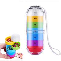 GreatforU Weekly Pill Organizer, Portable Travel 7 Day Pill Box Case, Moisture-Proof Design Medicine Planner Box for Pocket Purse to Hold Vitamins, Cod Liver Oil, Tablets, Supplements and Medication