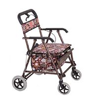 FKYTH Rolling Walker with Seat Shopping Basket Foldable Lightweight Medical Wheel Walking Aid with Brake System
