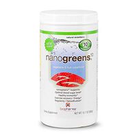 Biopharma Scientific NanoGreens Fruit and Vegetable Superfood Powder | Natural Strawberry Flavor | 30 Servings | Spirulina, Chlorella, Organic Kale, Organic Spinach, Plant Based Enzymes