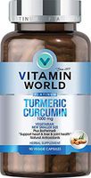 Vitamin World Platinum Turmeric Curcumin 1000mg | Premium Anti-Inflammatory Supplement feat. BioPerine to Support Heart, Liver, Joint Health, 90 Capsules