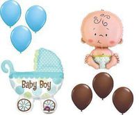 BABY SHOWER BALLOONS welcome boy chocolate blue buggy by Thavornshop