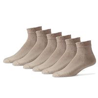 Diabetic Quarter Socks for Men - 12 Pack - Tan - Size 13-15