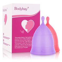 Bodybay Menstrual Cup，Set of 2 Periods Kit with FDA Registered，Best Feminine Alternative Protection to Tampons and Cloth Sanitary Napkins (Purple&red, Large)